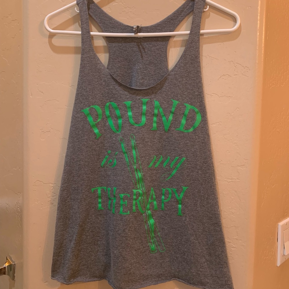 Large, gray, Next Level workout tank